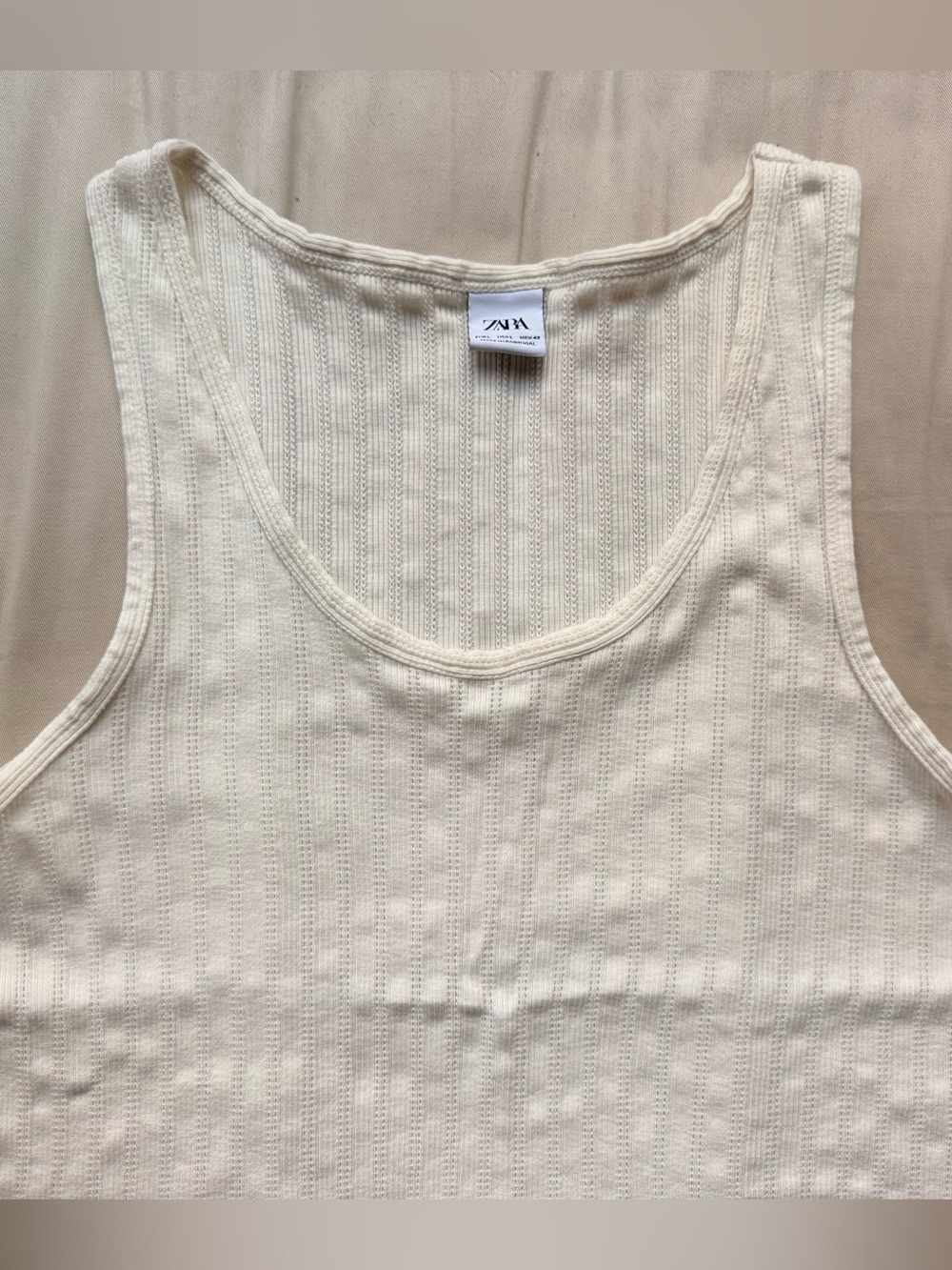 Cream Ribbed Tank - Large ZARA